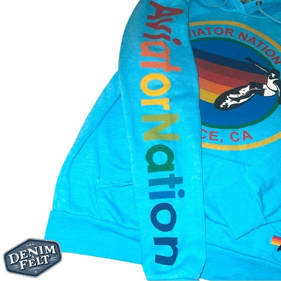 Aviator Nation Unisex Neon Blue Venice, CA Graphic Logo Hoodie/Pullover | EUC🩵 - Picture 8 of 13